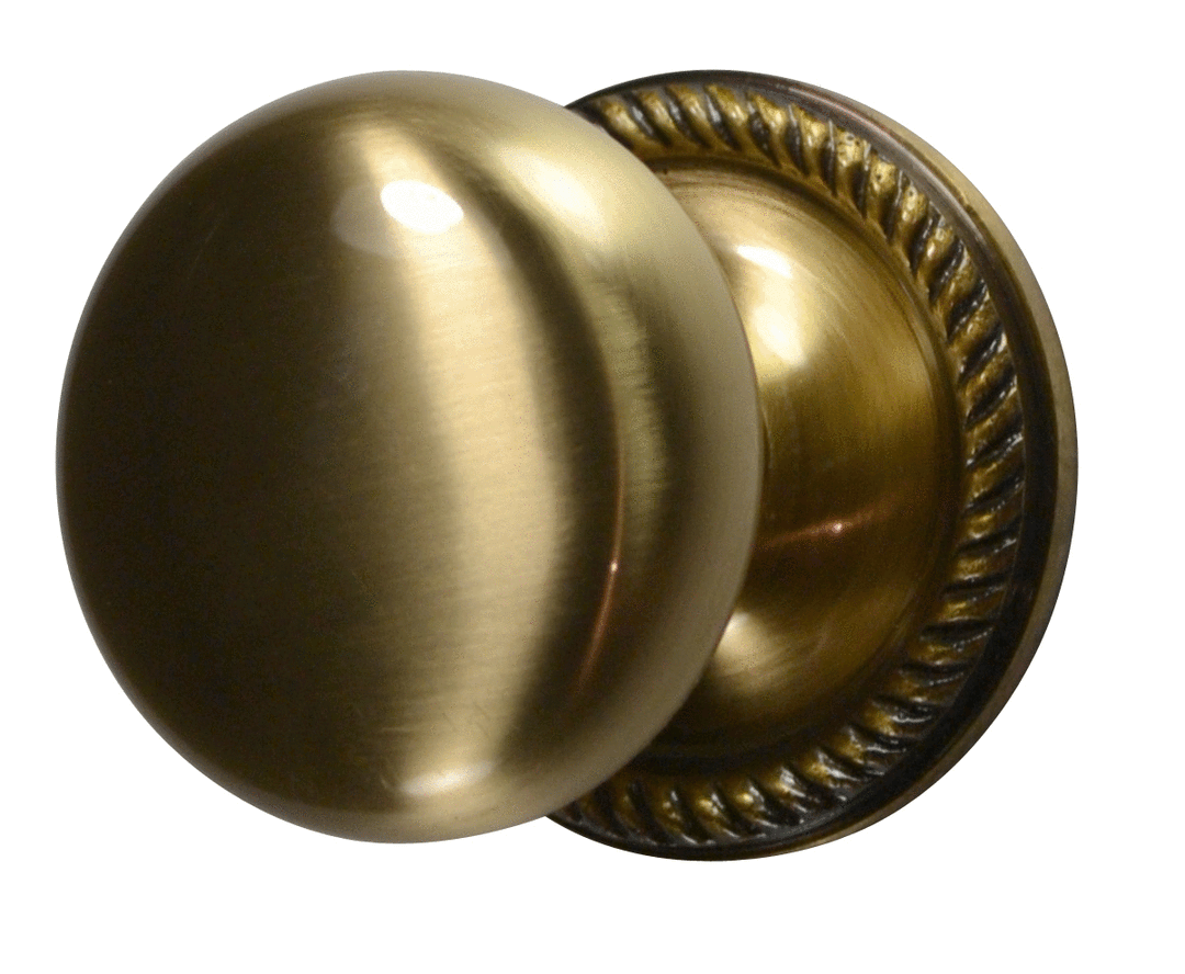 Georgian Roped Rosette Door Set with Round Brass Door Knobs (Several Finishes Available) COPPER MOUNTAIN HARDWARE