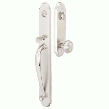 Solid Brass Albany Style Mortise Entryway Set (Brushed Nickel) EMTEK