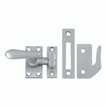 2 1/16 Inch Solid Brass Window Lock Casement Fastener (Brushed Chrome Finish) DELTANA