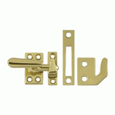 1 5/8 Inch Solid Brass Window Lock Casement Fastener (Polished Brass Finish) DELTANA