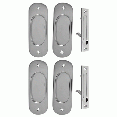 Traditional Oval Pattern Double Pocket Passage Style Door Set (Polished Chrome) COPPER MOUNTAIN HARDWARE