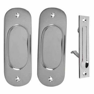 Traditional Oval Pattern Single Pocket Passage Style Door Set (Polished Chrome Finish) COPPER MOUNTAIN HARDWARE