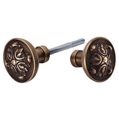 Solid Brass Romanesque Spare Door Knob Set (Antique Brass) COPPER MOUNTAIN HARDWARE