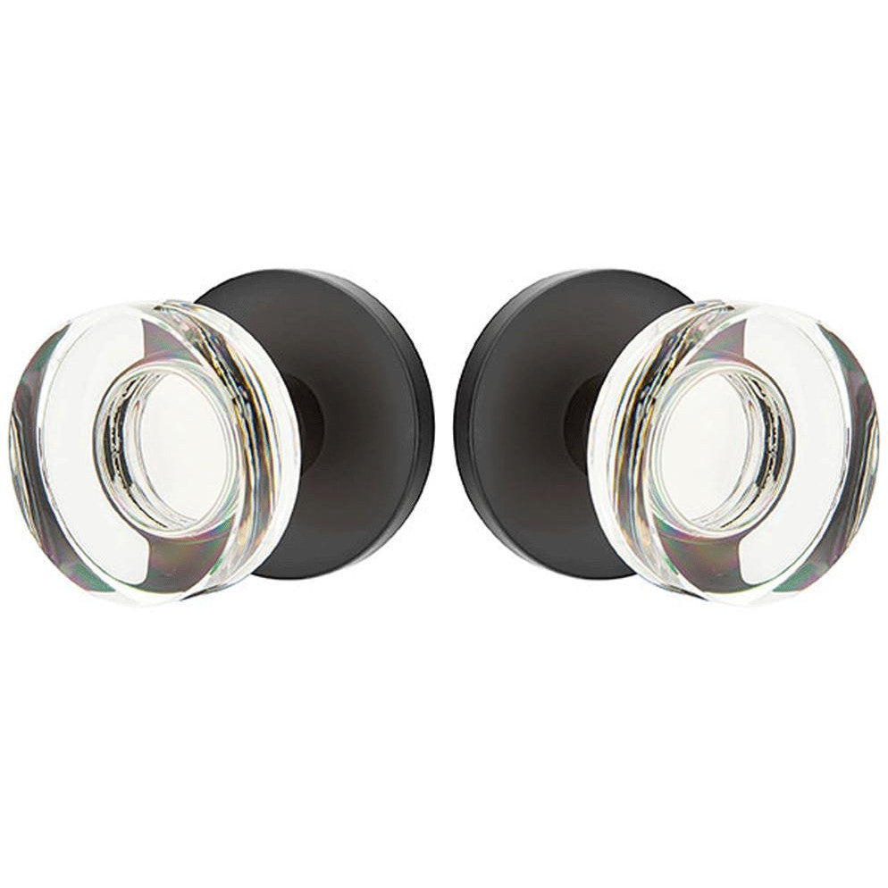 Modern Disc Crystal Door Knob Set With Disc Rosette (Several Finish Options) EMTEK