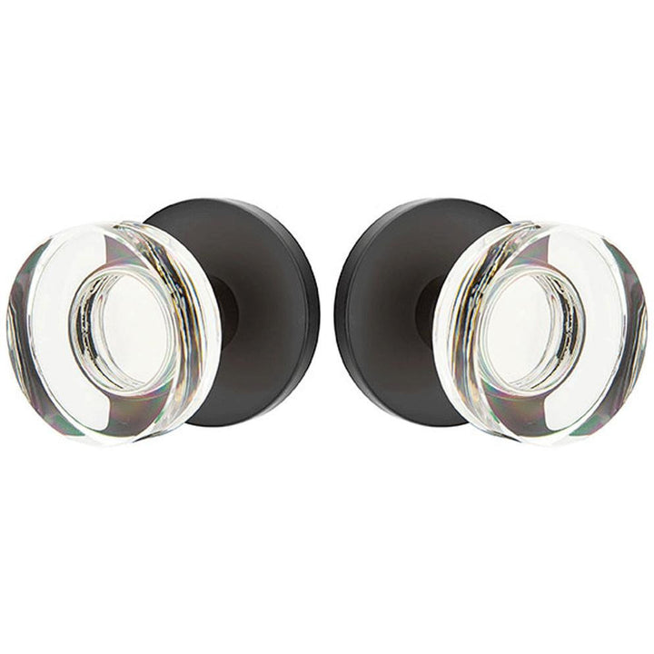 Modern Disc Crystal Door Knob Set With Disc Rosette (Several Finish Options) EMTEK