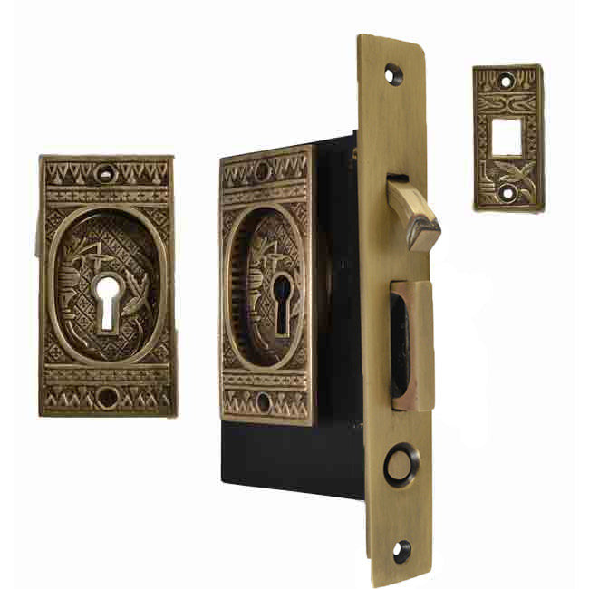 Broken Leaf Single Pocket Privacy (Lock) Style Door Set (Several Finishes Available) COPPER MOUNTAIN HARDWARE