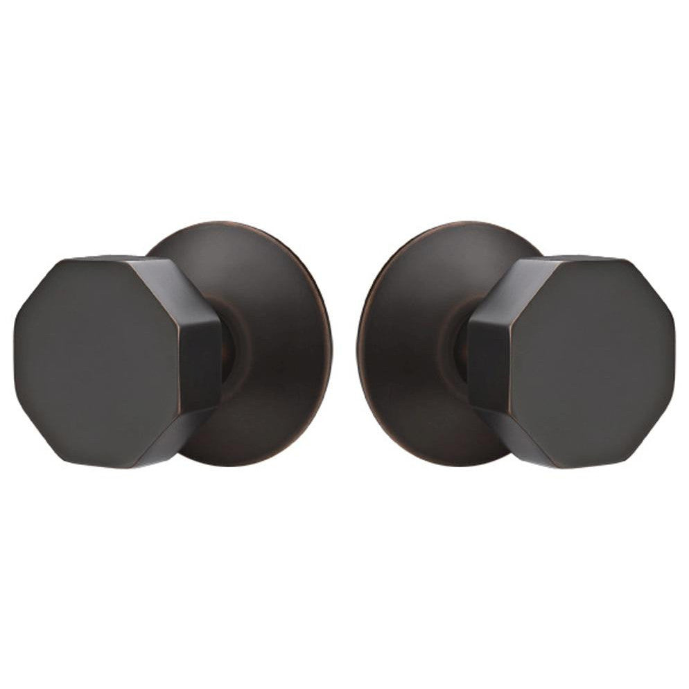 Solid Brass Octagon Door Knob Set With Modern Rosette (Several Finish Options) EMTEK