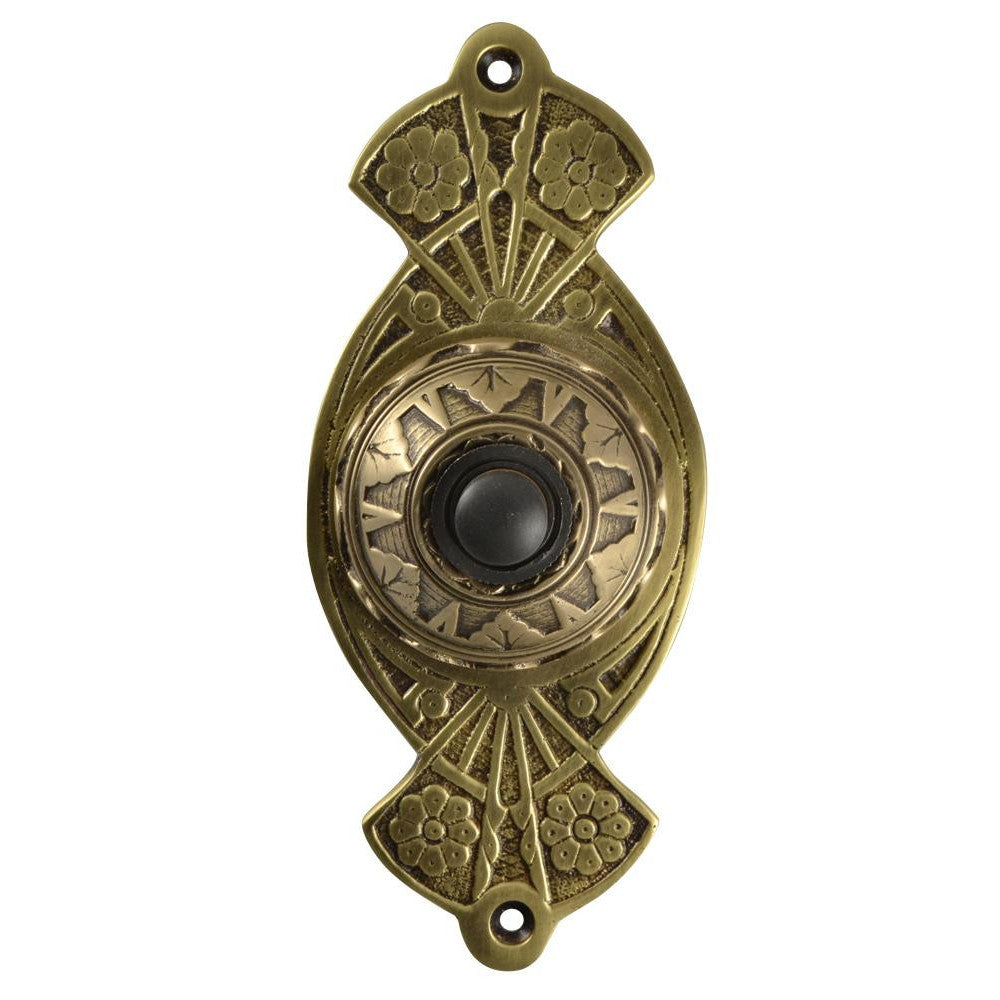 5 5/8 Inch Art Nouveau Flower Doorbell (Antique Brass) COPPER MOUNTAIN HARDWARE