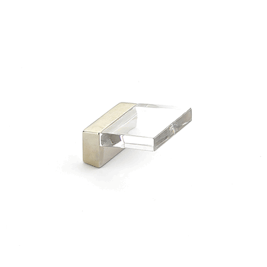 1 1/4 Inch (1/2 Inch c-c) Positano Square Angled Clear Pull (Satin Nickel Finish) SCHAUB