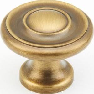 1 1/4 Inch Colonial Round Knob (Antique Brass Finish) SCHAUB