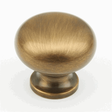 1 1/4 Inch Country Style Round Knob (Antique Brass Finish) SCHAUB