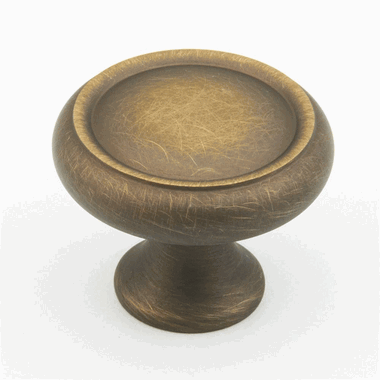 1 1/4 Inch Country Style Round Knob (Antique Light Brass Finish) SCHAUB