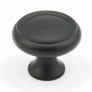 1 1/4 Inch Country Style Round Knob (Matte Black Finish) SCHAUB