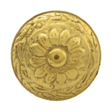 1 1/4 Inch Ornate Round Solid Brass Knob (Lacquered Brass Finish) COPPER MOUNTAIN HARDWARE