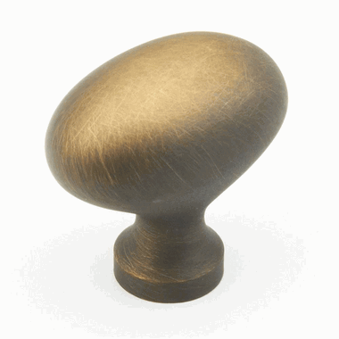 1 3/8 Inch Country Style Oval Knob (Antique Light Brass Finish) SCHAUB