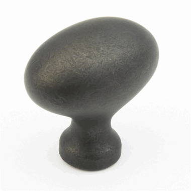 1 3/8 Inch Country Style Oval Knob (Distressed Bronze Finish) SCHAUB