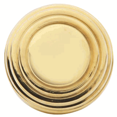 1 3/8 Inch Solid Brass Art Deco Round Knob (Lacquered Brass Finish) COPPER MOUNTAIN HARDWARE