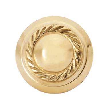 1 Inch Solid Brass Georgian Roped Round Knob (Polished Brass Finish) COPPER MOUNTAIN HARDWARE