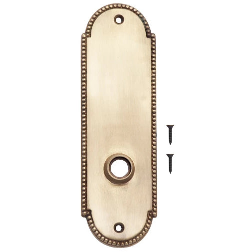 7 1/4 Inch Solid Brass Beaded Oval Back Plate (Several Finish Options) Copper Mountain Hardware