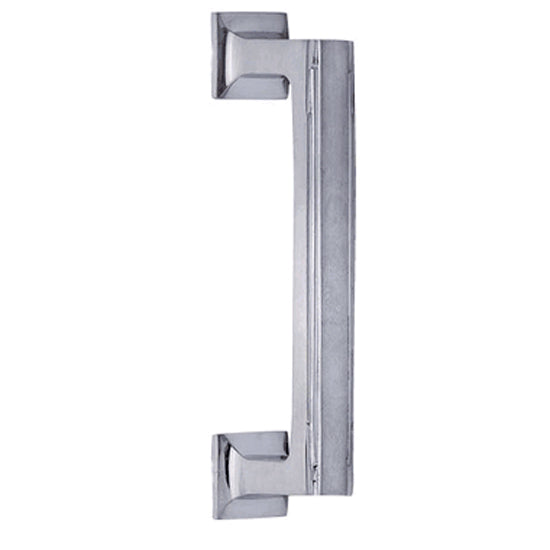 7 Inch Overall (5 3/4 Inch c-c) Solid Brass Art Deco Lined Pull (Brushed Nickel Finish) Copper Mountain Hardware