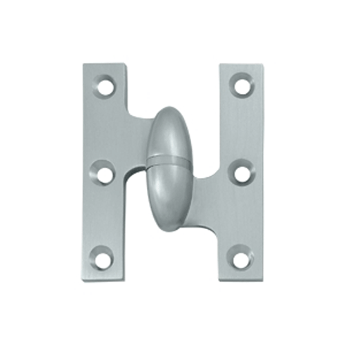 2 1/2 Inch x 2 Inch Solid Brass Olive Knuckle Hinge (Brushed Chrome) DELTANA