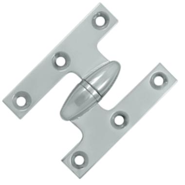 2 1/2 Inch x 2 Inch Solid Brass Olive Knuckle Hinge (Chrome Finish) DELTANA