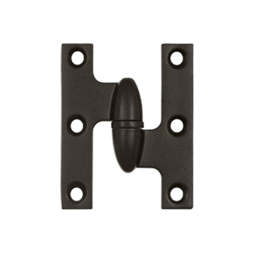 2 1/2 Inch x 2 Inch Solid Brass Olive Knuckle Hinge (Oil Rubbed Bronze Finish) DELTANA