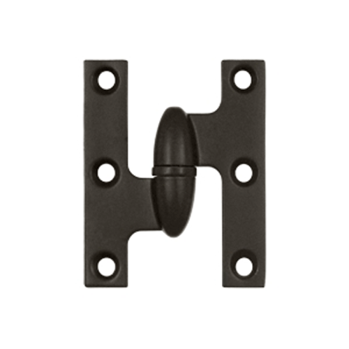 2 1/2 Inch x 2 Inch Solid Brass Olive Knuckle Hinge (Oil Rubbed Bronze Finish) DELTANA