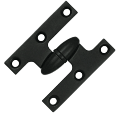 2 1/2 Inch x 2 Inch Solid Brass Olive Knuckle Hinge Paint Black Finish DELTANA