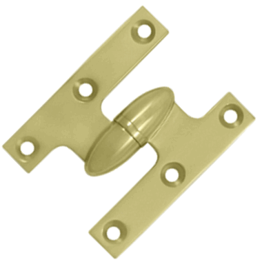 2 1/2 Inch x 2 Inch Solid Brass Olive Knuckle Hinge (Polished Brass Finish) DELTANA