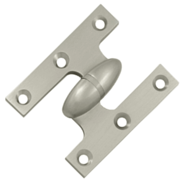 2 1/2 Inch x 2 Inch Solid Brass Olive Knuckle Hinge (Satin Nickel) DELTANA