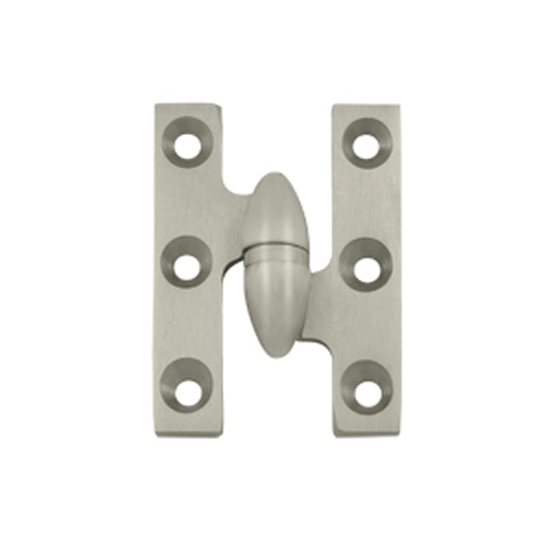 2 Inch x 1 1/2 Inch Solid Brass Olive Knuckle Hinge (Brushed Nickel) DELTANA