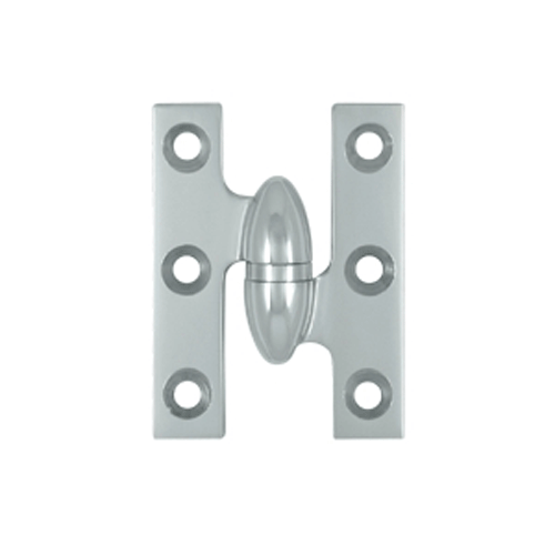 2 Inch x 1 1/2 Inch Solid Brass Olive Knuckle Hinge (Chrome Finish) DELTANA