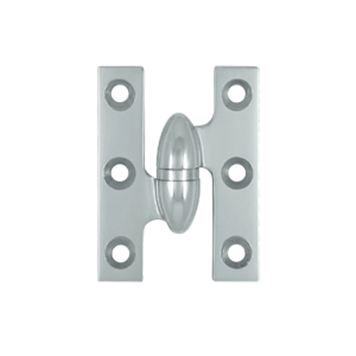 2 Inch x 1 1/2 Inch Solid Brass Olive Knuckle Hinge (Chrome Finish) DELTANA