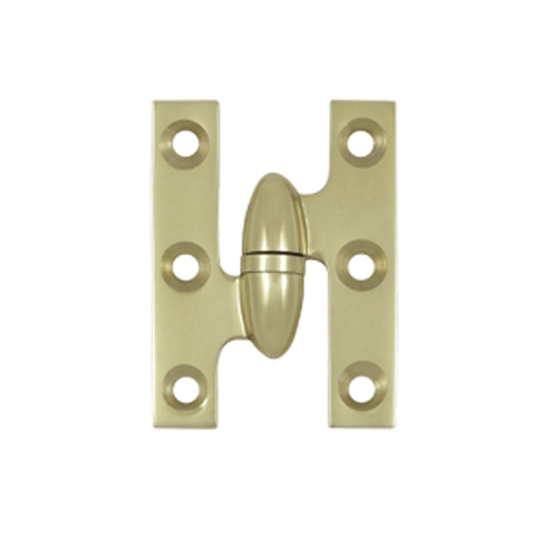 2 Inch x 1 1/2 Inch Solid Brass Olive Knuckle Hinge (Unlacquered Brass Finish) DELTANA