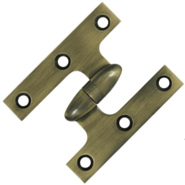 3 Inch x 2 1/2 Inch Solid Brass Olive Knuckle Hinge (Antique Brass Finish) DELTANA