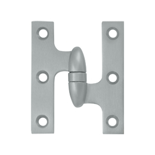 3 Inch x 2 1/2 Inch Solid Brass Olive Knuckle Hinge (Brushed Chrome) DELTANA