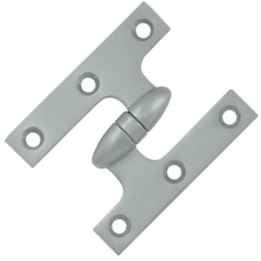 3 Inch x 2 1/2 Inch Solid Brass Olive Knuckle Hinge (Brushed Chrome) DELTANA