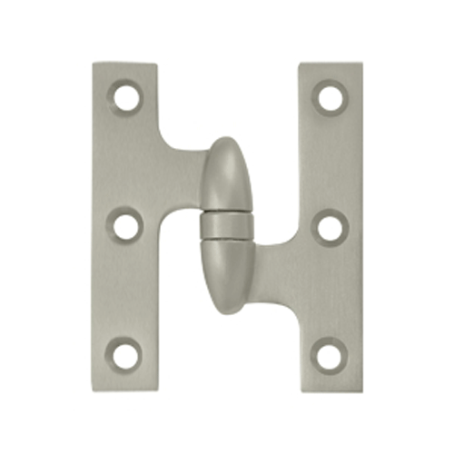 3 Inch x 2 1/2 Inch Solid Brass Olive Knuckle Hinge (Brushed Nickel Finish) DELTANA