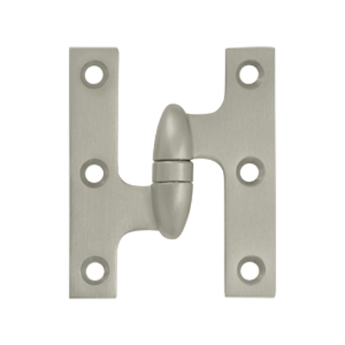 3 Inch x 2 1/2 Inch Solid Brass Olive Knuckle Hinge (Brushed Nickel Finish) DELTANA