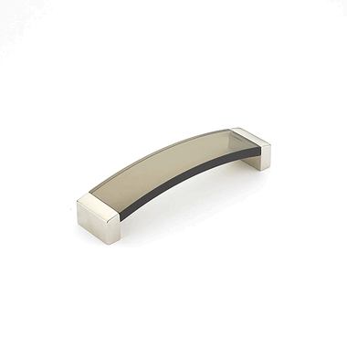 5 3/8 Inch (5 Inch c-c) Positano Arched Smoke Pull (Satin Nickel Finish) SCHAUB