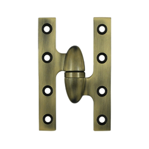 5 Inch x 3 1/4 Inch Solid Brass Olive Knuckle Hinge (Antique Brass Finish) DELTANA