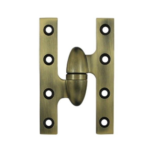 5 Inch x 3 1/4 Inch Solid Brass Olive Knuckle Hinge (Antique Brass) DELTANA