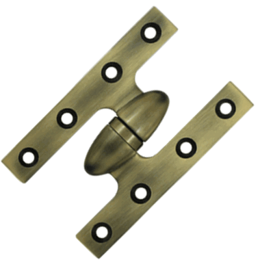 5 Inch x 3 1/4 Inch Solid Brass Olive Knuckle Hinge (Antique Brass Finish) DELTANA