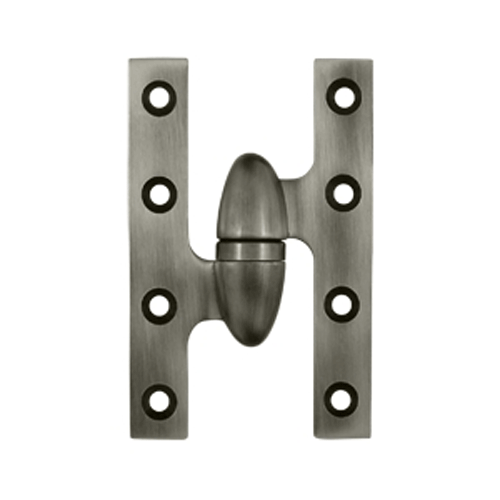 5 Inch x 3 1/4 Inch Solid Brass Olive Knuckle Hinge (Antique Nickel Finish) DELTANA