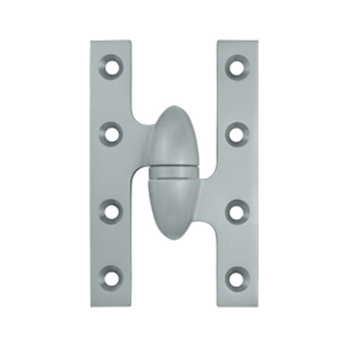 5 Inch x 3 1/4 Inch Solid Brass Olive Knuckle Hinge (Brushed Chrome) DELTANA