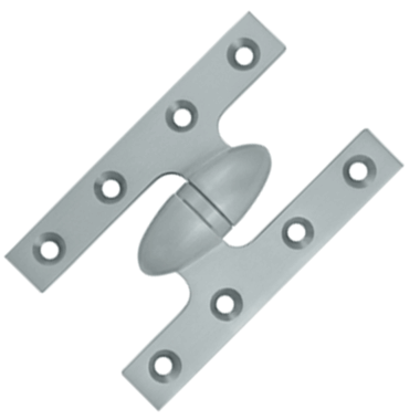 5 Inch x 3 1/4 Inch Solid Brass Olive Knuckle Hinge (Brushed Chrome) DELTANA