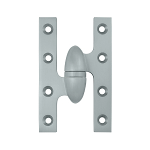 5 Inch x 3 1/4 Inch Solid Brass Olive Knuckle Hinge (Brushed Chrome Finish) DELTANA