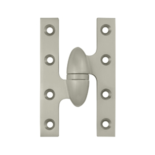 5 Inch x 3 1/4 Inch Solid Brass Olive Knuckle Hinge (Brushed Nickel Finish) DELTANA