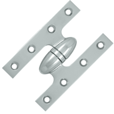 5 Inch x 3 1/4 Inch Solid Brass Olive Knuckle Hinge (Chrome Finish) DELTANA